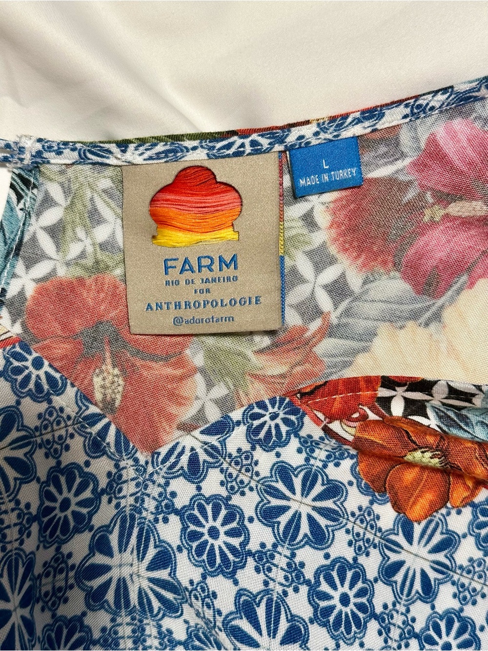 FARM Rio Carmen Blue Pattern Floral Romper - Large - Picture 7 of 8